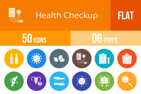 Download 50 Health Checkup Flat Round Icons - Premium Resources