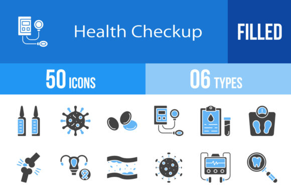 Download 50 Health Checkup Filled Blue Black Icon - Premium Resources