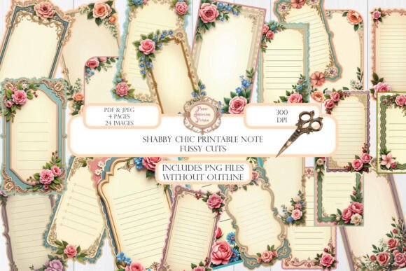 Download Shabby Chic Printable Note Fussy Cuts - Note Collection