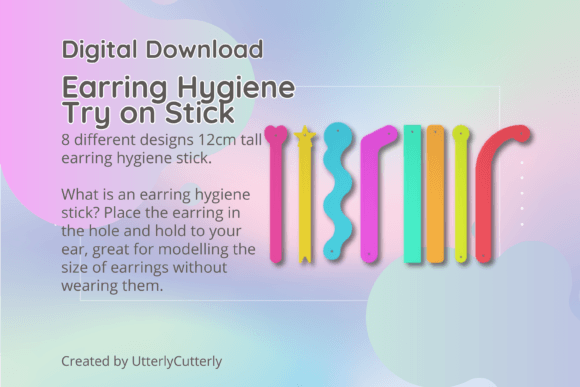 Download Earring Hygiene Try on Stick STL - 8 Dif - Hygiene Collection