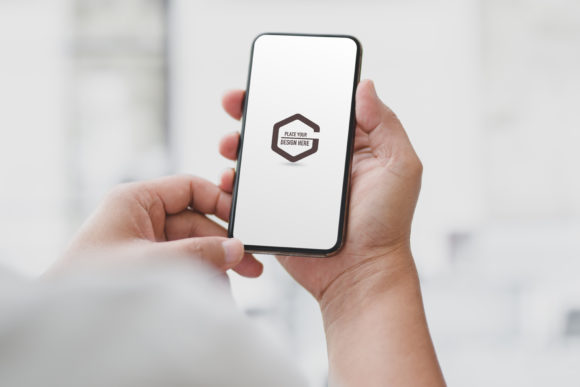 Download Business Man Holding Mock Up Smartphone - Smart Collection